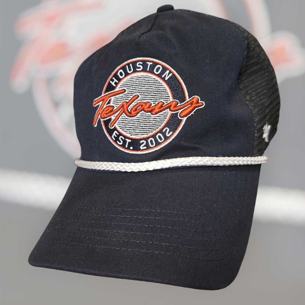 '47 Brand Houston Texans Rope Trucker Hat Navy Snapback Script Circle Logo NFL